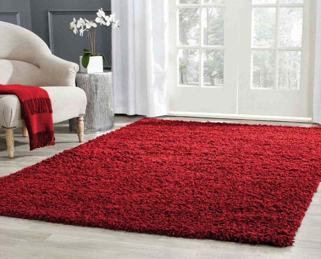 Red shaggy rugs