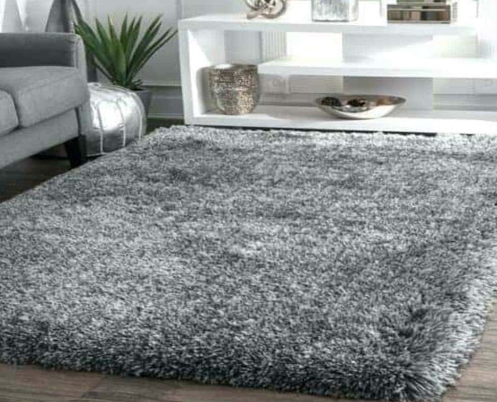 gray shaggy soft rug