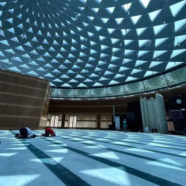 Mosque Carpet 16 Light Blue Striped carpet for Al Raha Beach mosque