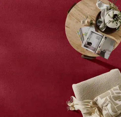 Berry Red Textured carpet for Reading Nook