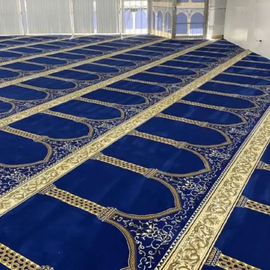 Blue Mosque Carpet with Ornate Arch Design