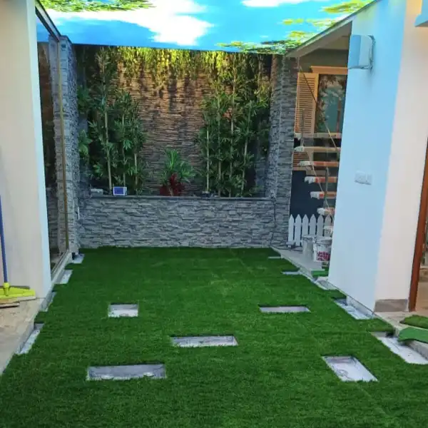 Green Textured artificial turf for garden in Khalifa City