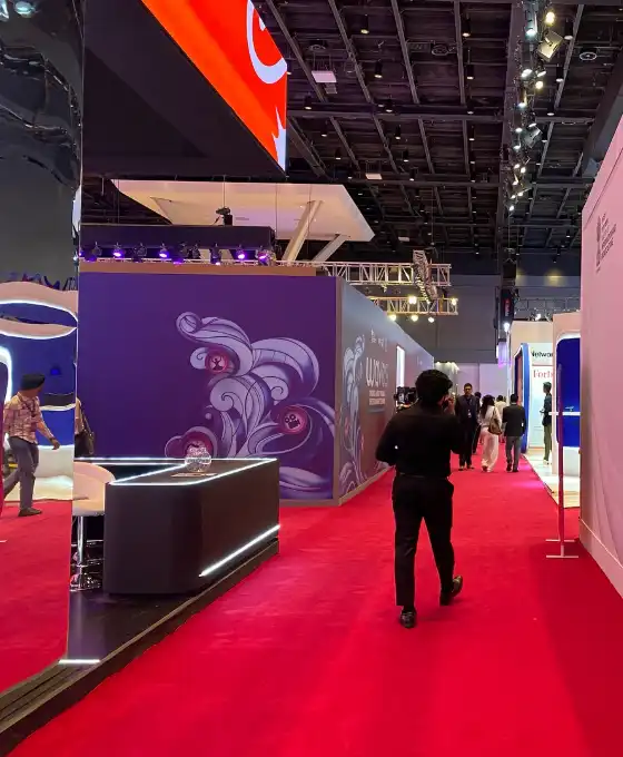 Red Exhibition event carpet for event center in Yas Island