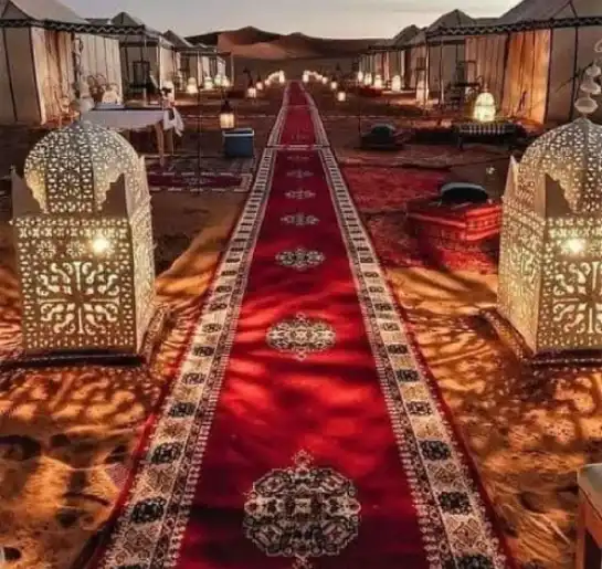 Red Traditional event carpet for desert camp in Al Khatim